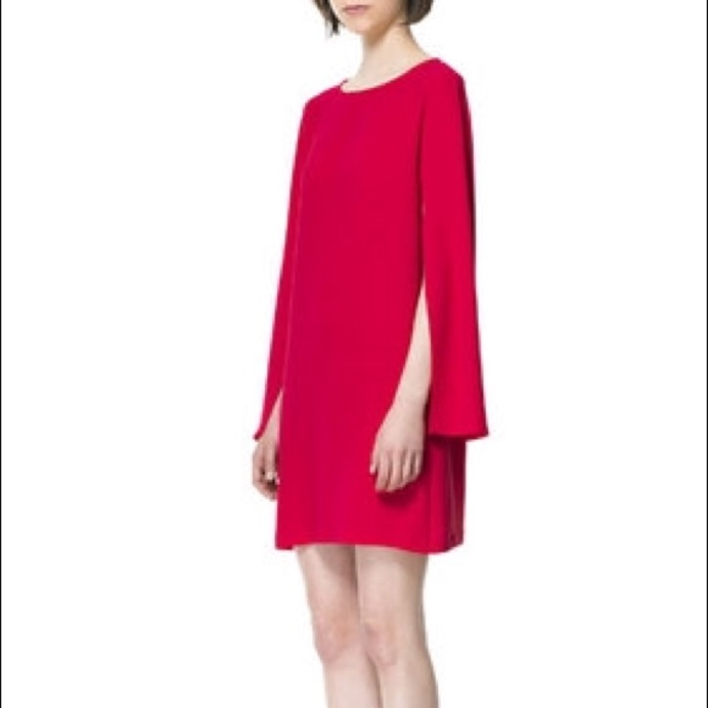 Zara Cape Sleeve Dress, Hot Pink